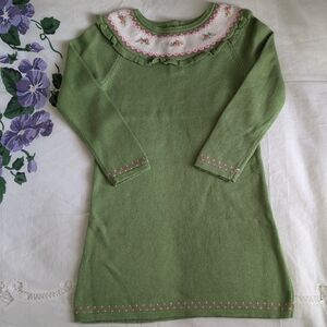 Janie and Jack green floral spring ruffle collar dress holidays winter Christmas